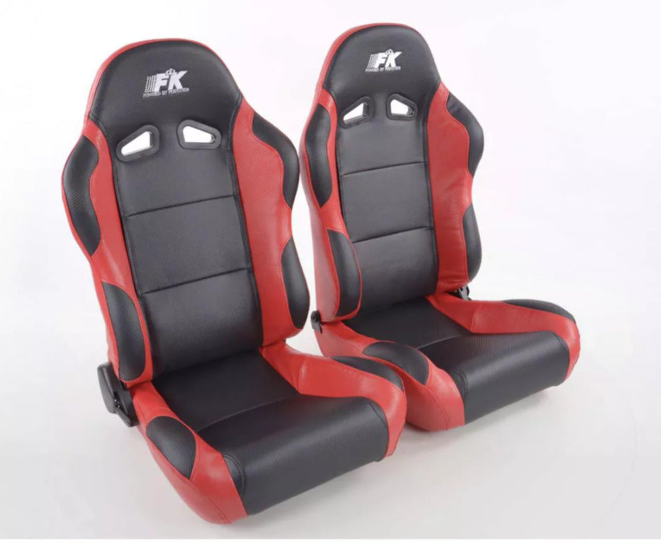 FK Universal Reclining Bucket Sports Seats - Red Carbon & Black Edition