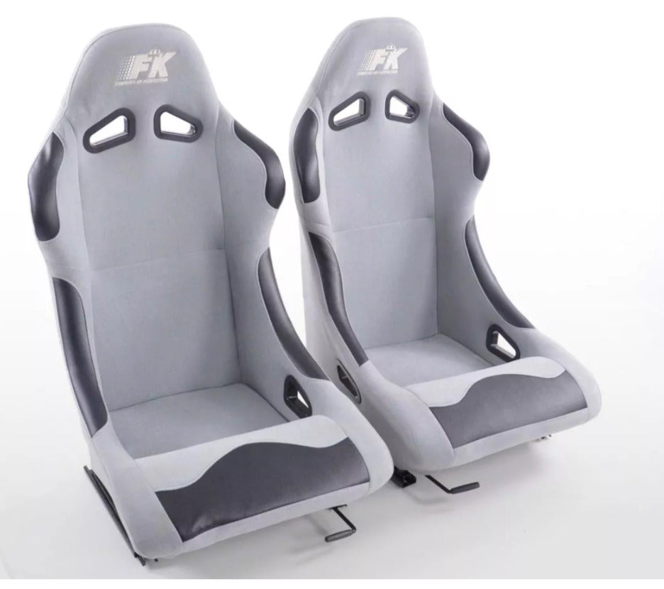 FK Universal Full Fixed Back Bucket Sports Seats GREY Edition Track Drift Style