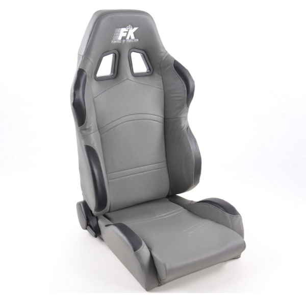 FK Pair Universal Reclining Bucket Sports Seats - Light Grey Synth Leather