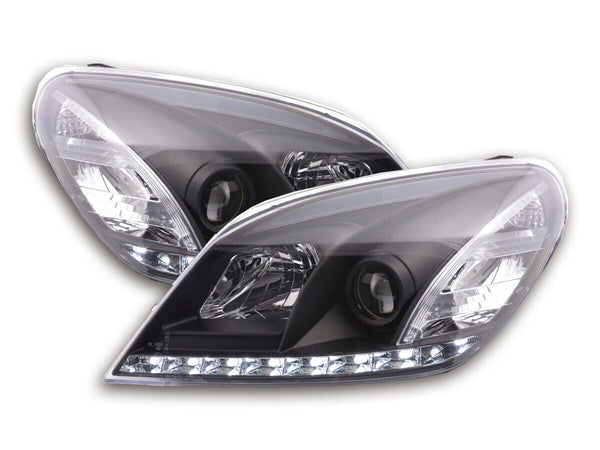 FK Pair LED DRL Halo Projector Headlights Opel Vauxhall Astra H 04-10 Black LHD