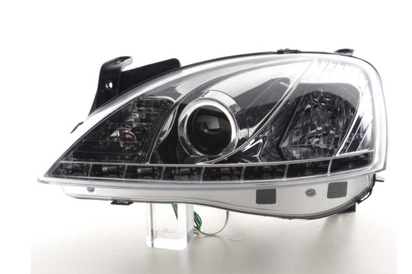 FK Opel Vauxhall Corsa C 01-06 LED DRL Halo Lightbar Projector Headlights LHD