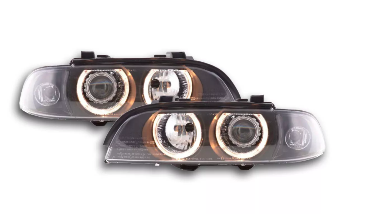 FK LED DRL Angel Eye Xenon Fari BMW 5-Serie E39 95-00 Nero M5 LHD Destro