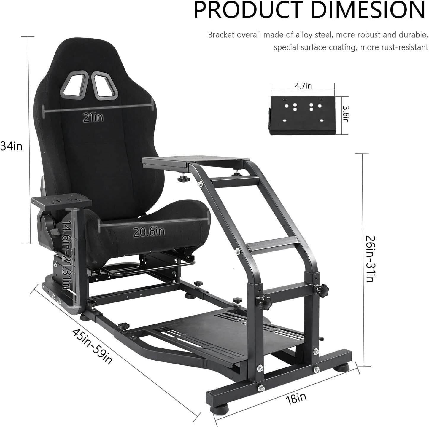 Driving Game Sim Racing Frame & Seat Rig Add Wheel Pedals Xbox PS PC C ...