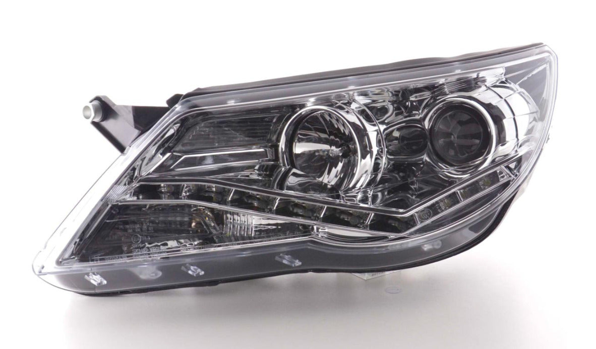 FK Pair LED DRL Halo Lightbar Headlights VW Tiguan 5N 07-11 Chrome LHD