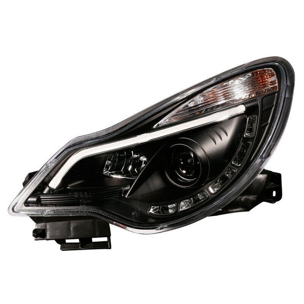 ATS Headlights LED DRL Angel Eye Halo Opel Vauxhall Corsa D 2011-2014 - Black