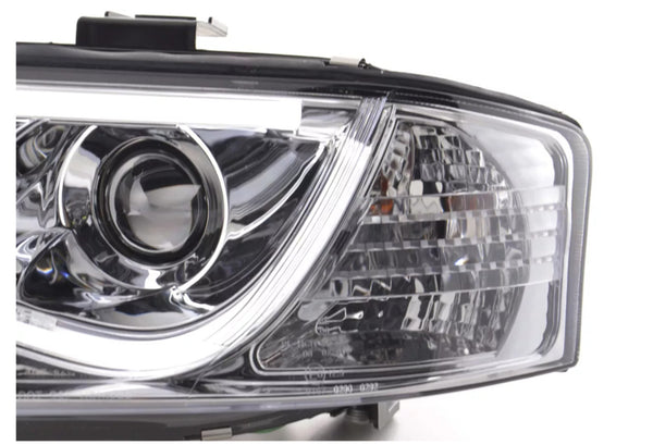 FK Pair LED DRL Lightbar Headlights Audi A6 C5 4B 97-01 Chrome S6 S-Line LHD