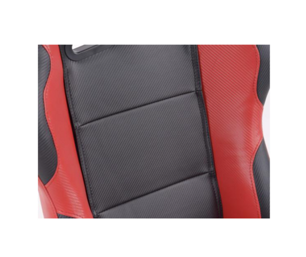 FK Universal Reclining Bucket Sports Seats - Red Carbon & Black Edition - inc base mounted slide runners