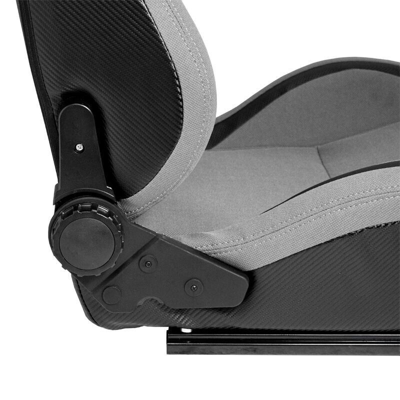 Auto-Style Pair (x2) of Universal Deluxe Bucket Sports Seats Black & Grey Carbon Back Fold & Tilt