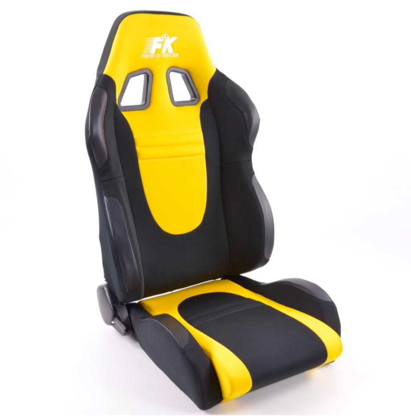 FK Pair Universal Reclining Bucket Sports Seats Black & Yellow Motorsports Ed