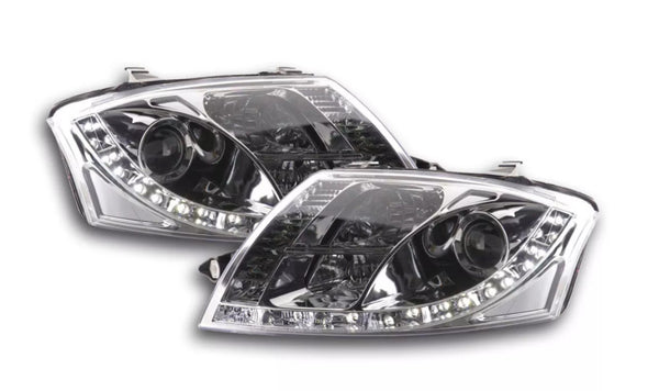 FK Pair LED DRL Lightbar Halo Headlights Audi TT 8N 99-05 chrome 12 Pin LHD