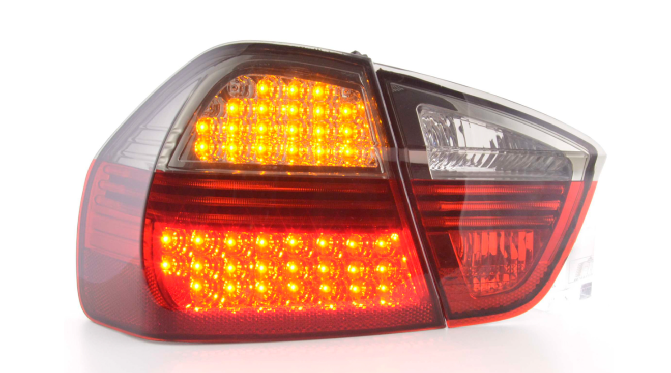 FK Paar LED-Lichtleiste, Rücklichter, BMW E90, E91, 3er-Serie, 05–08, rot, schwarz, Limousine, links