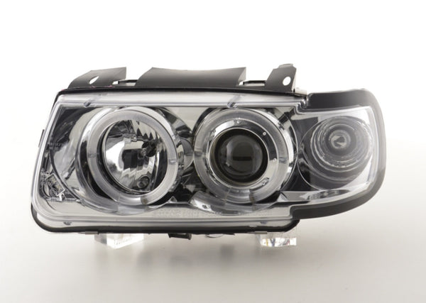 FK LED DRL Angel Eye Halo Ring Headlights VW Polo 6N 94-99 Chrome LHD