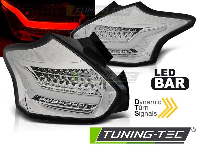 Tuning-Tec Pair LED Lightbar DRL Rear Lights FORD FOCUS 3 MK3 15-18 Chrome LHD