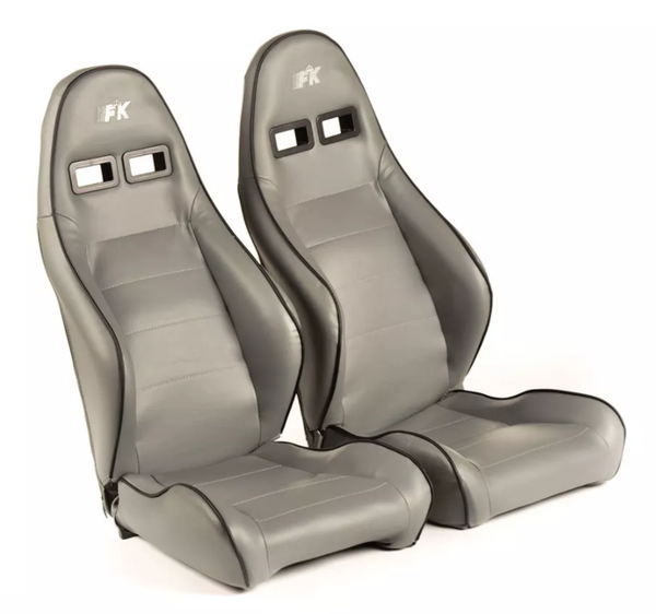 FK Universal Bucket Sports Seats Grey Porsche 911 Style Retro Classic Piping