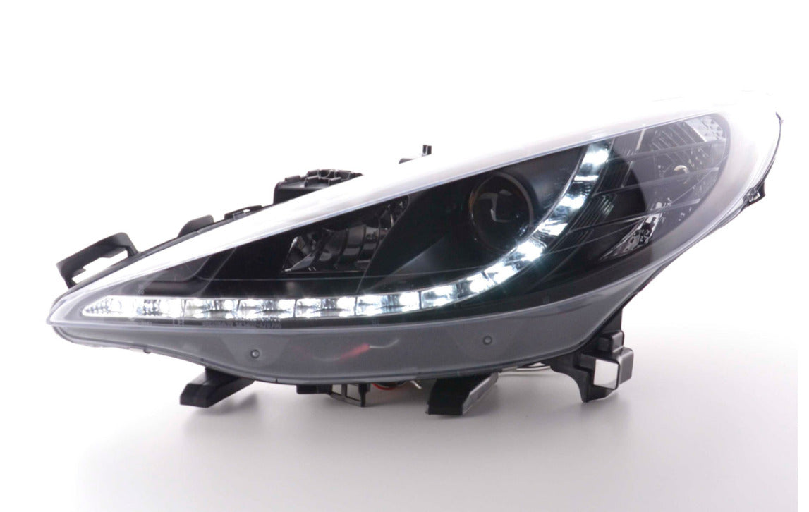 FK Set LED DRL Lightbar Halo Projector headlights Peugeot 207 06+ Black LHD