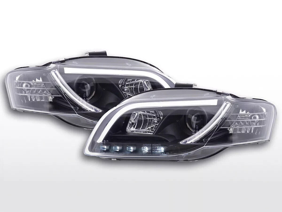 FK Pair LED DRL Halo Lightbar EXTREM Headlights Audi A4 B7 8E 04-08 BLACK LHD S4