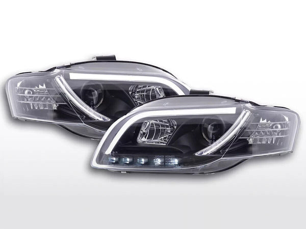 FK Pair LED DRL Halo Lightbar EXTREM Headlights Audi A4 B7 8E 04-08 BLACK LHD S4