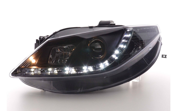 FK Pair LED DRL Halo Lightbar headlights Seat Ibiza 4 MK4 6J 08- black LHD