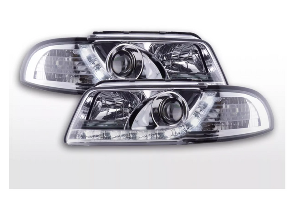 FK Pair LED DRL Halo Lightbar Headlights Audi A4 B5 8D 94-99chrome S4 LHD