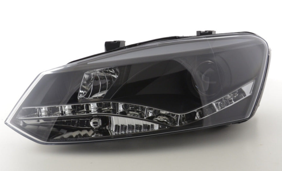 FK Pair LED DRL Lightbar Headlights VW Polo 6R 2010+ black Plug & Play LHD