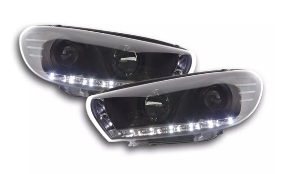 FK Pair LED Lightbar DRL Projector Headlights VW Scirocco 3 MK3 13 08+ black LHD