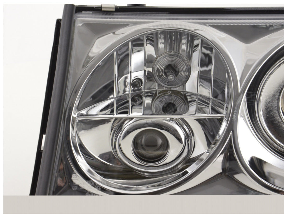 FK LED DRL Angel Eye Projector headlights Mercedes E-Class W124 85-93 chrome LHD