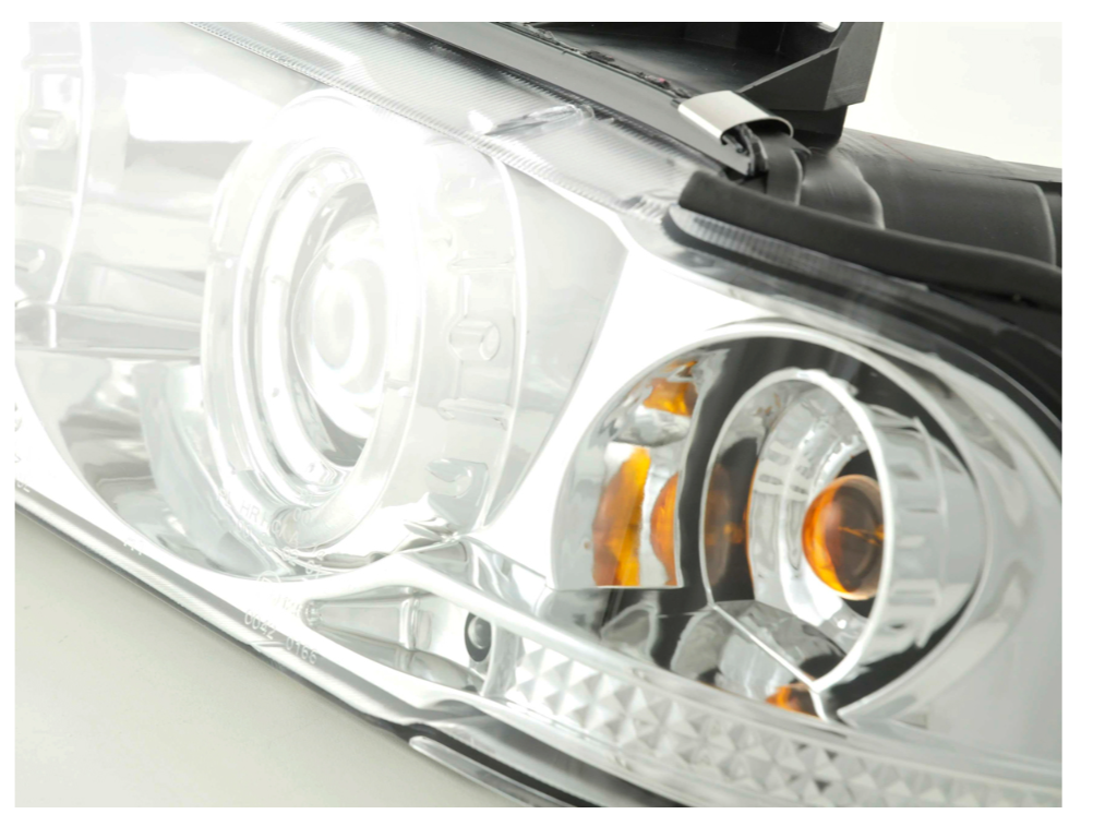 FK LED Headlights Angel Eyes Halo Ring BMW 3 series E36 Chrome Saloon 92-98 LHD