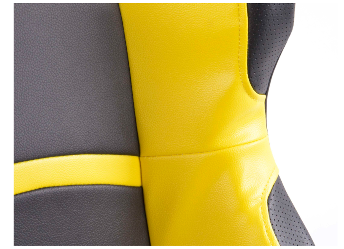 FK Pair Universal Reclining Bucket Sports Seats - Black & Yellow Synth Leather