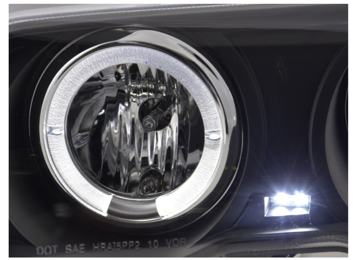 FK Set LED DRL Angel Eye Scheinwerfer BMW E46 Limousine 98-01 schwarz LHD RHD M3