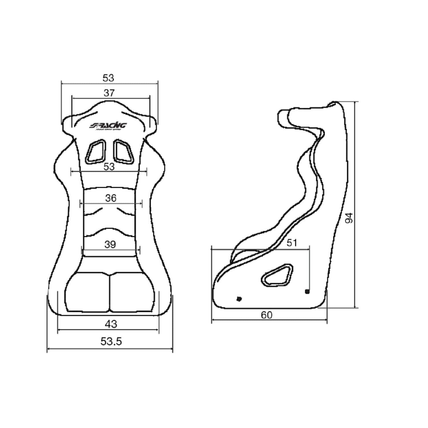 SR x1 Universal-Sportsitz mit fester Rückenlehne, Derek FIA-homologierter Large Track