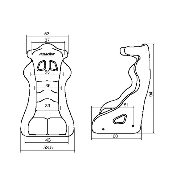 SR x1 Universal-Sportsitz mit fester Rückenlehne, Derek FIA-homologierter Large Track