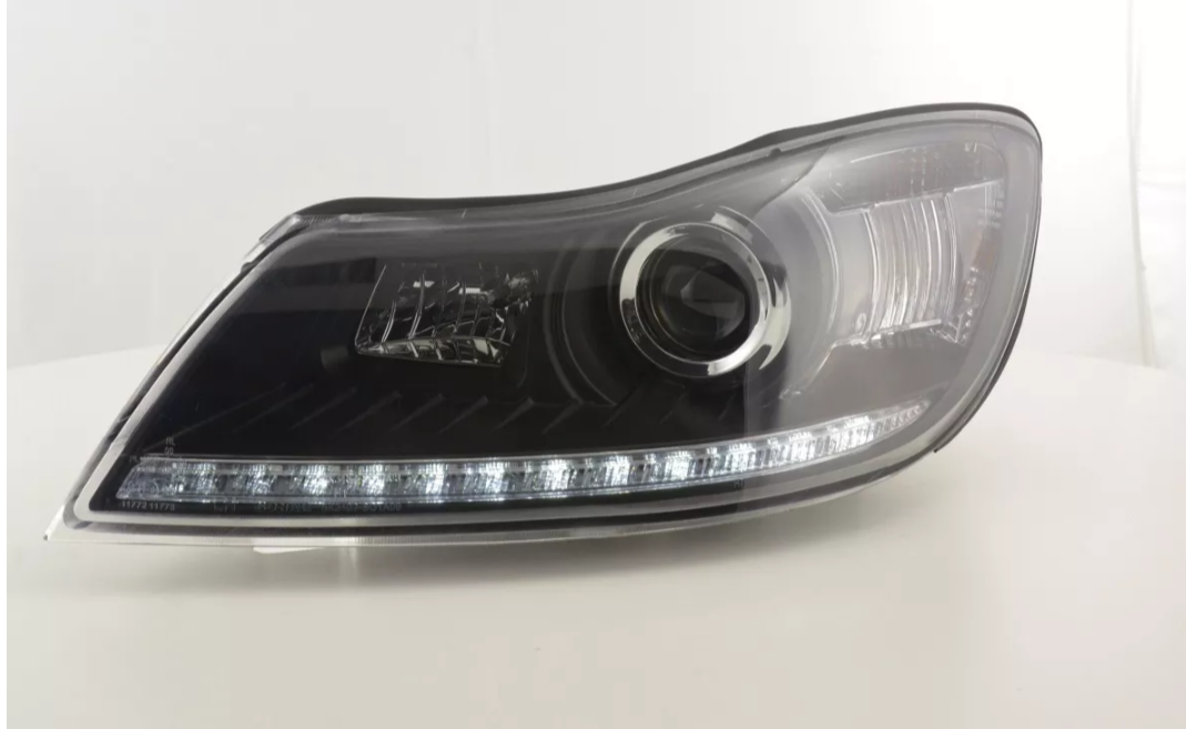 FK Set LED DRL Scheinwerfer Halo Lightbar Skoda Octavia Oktavia 09+ schwarz LHD