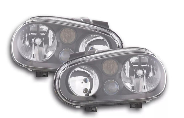 FK Set VW Golf 4 MK4 Headlights 1J 98-03 black Halogen H7 H3 H1 LHD