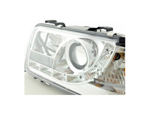 FK Pair LED DRL Halo Ring Headlights Audi 80 B4 8C 91-94 chrome LHD