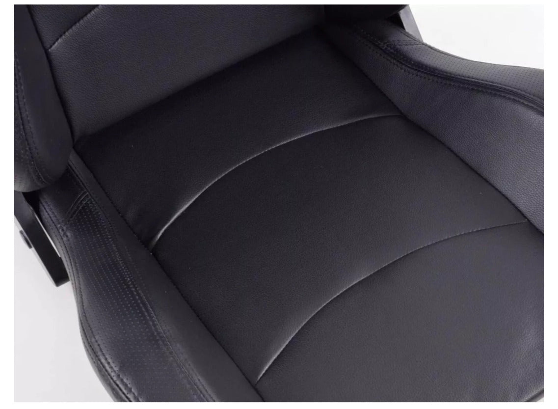 FK Pair Universal Fixed Back Bucket Sports Seats BLACK & BLUE on Black Edition