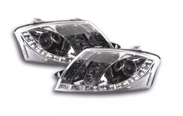 FK Paar LED DRL Projektorscheinwerfer Audi TT 8N 99–05 Chrom 1,8 3,2 Quattro LHD