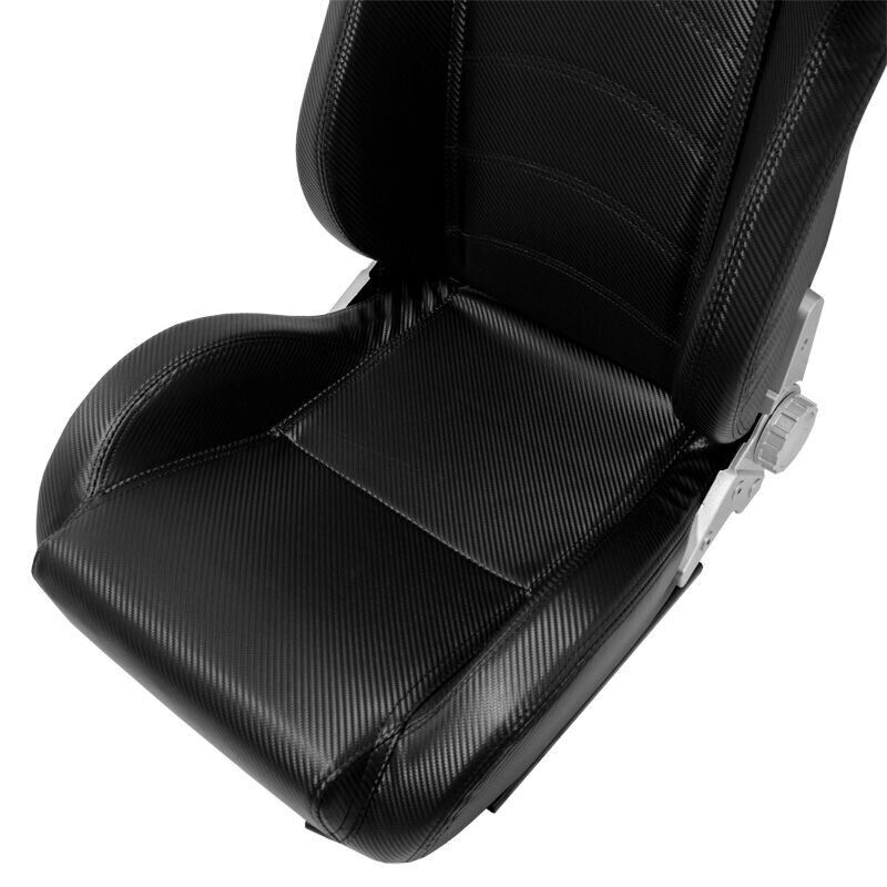 AUTOSTYLE x2 Universal Pair Sports Bucket Seats Black Carbon Fibre Weave runners