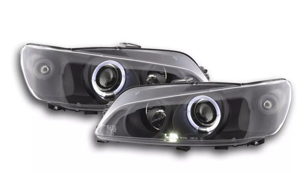 FK LED DRL Angel Eye Halo Ring Headlights Peugeot 306 97-00 black LHD