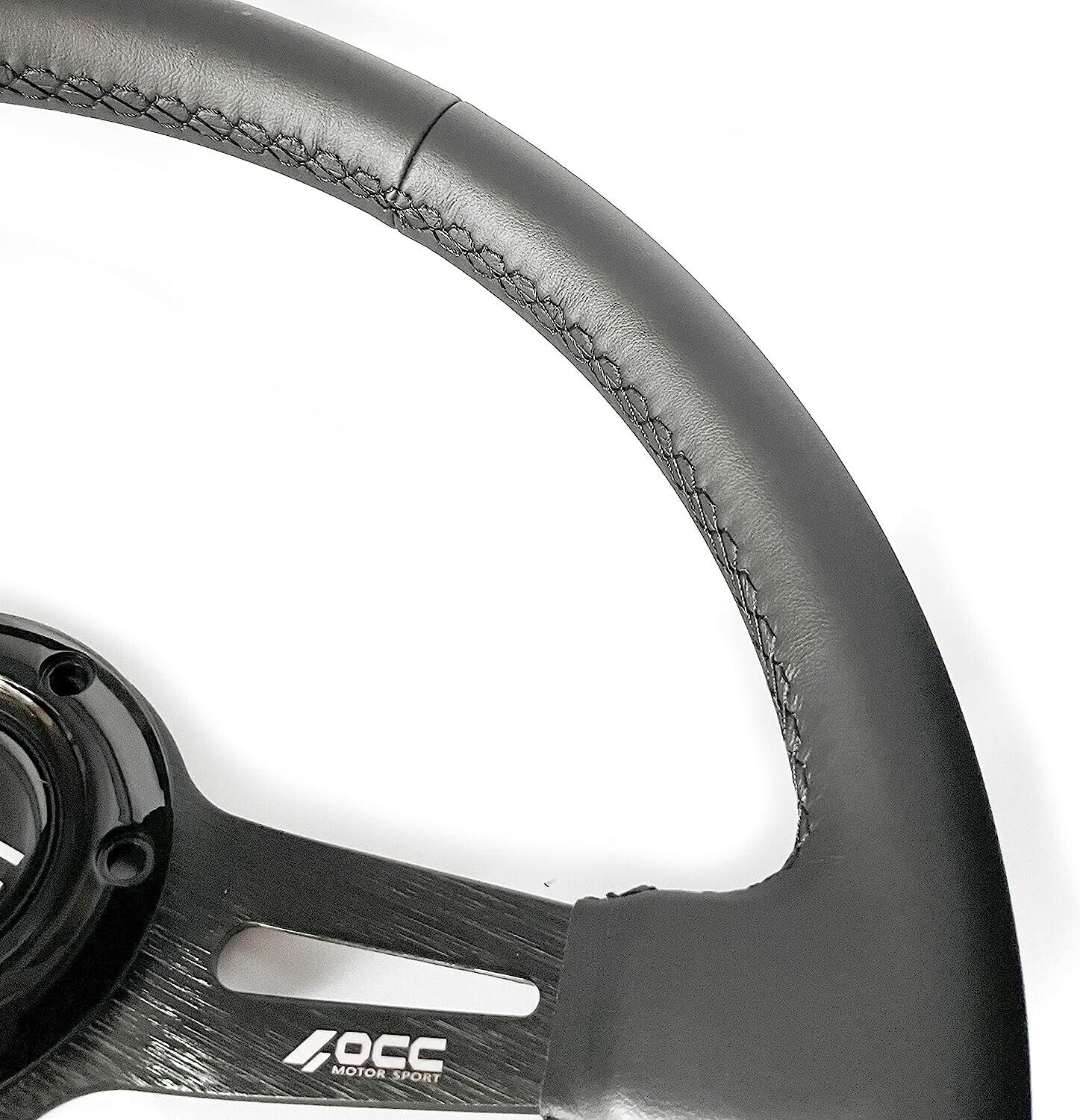 OCC MOTORSPORT SEMI-DISPLACED STEERING WHEEL CLASSIC MODEL NAPPA LEATHER BLACK