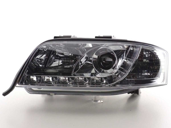 FK Pair LED DRL Halo Lightbar Headlights Audi A6 C5 4B 97-01 Chrome S6 S-Line LHD