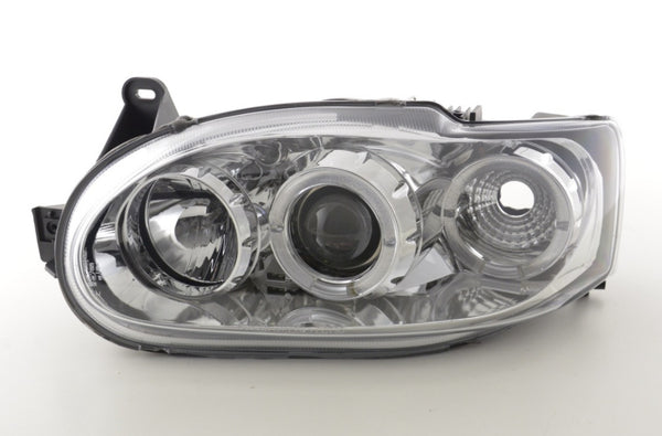 FK Pair LED DRL Black headlights Ford Escort MK6 MK7 95-09 chrome LHD ST RS