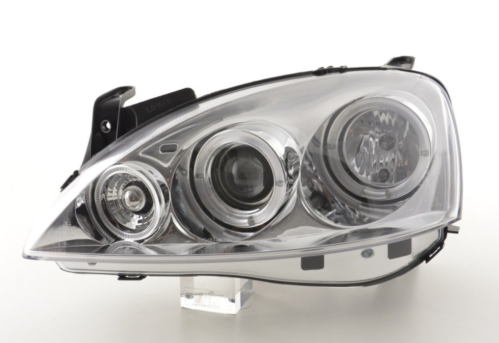 FK LED DRL Angel Eye Halo Ring headlights Opel Corsa C 01-06 chrome LHD