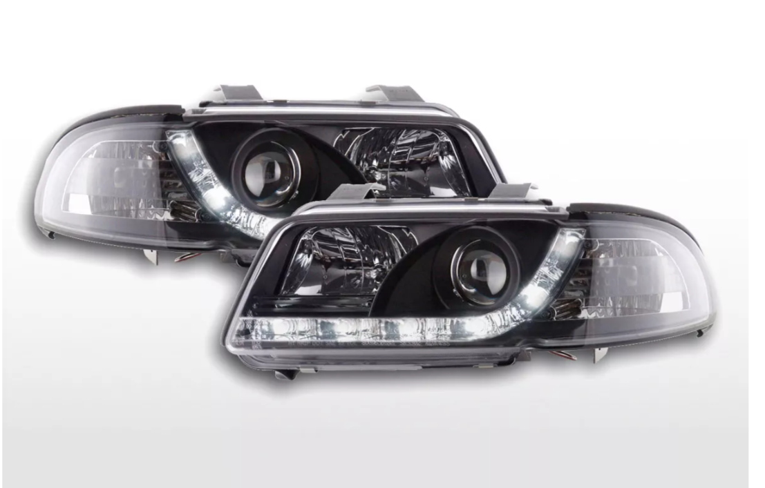 FK LED DRL Angel Eye Projector headlights Audi A4 B5 8D 99-01 chrome LHD