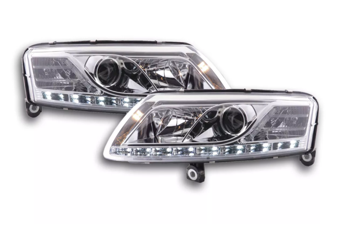 FK LED-Scheinwerfer LED DRL Lightbar Audi A6 C6 4F 04-08 Chrom S6 S-Line LHD