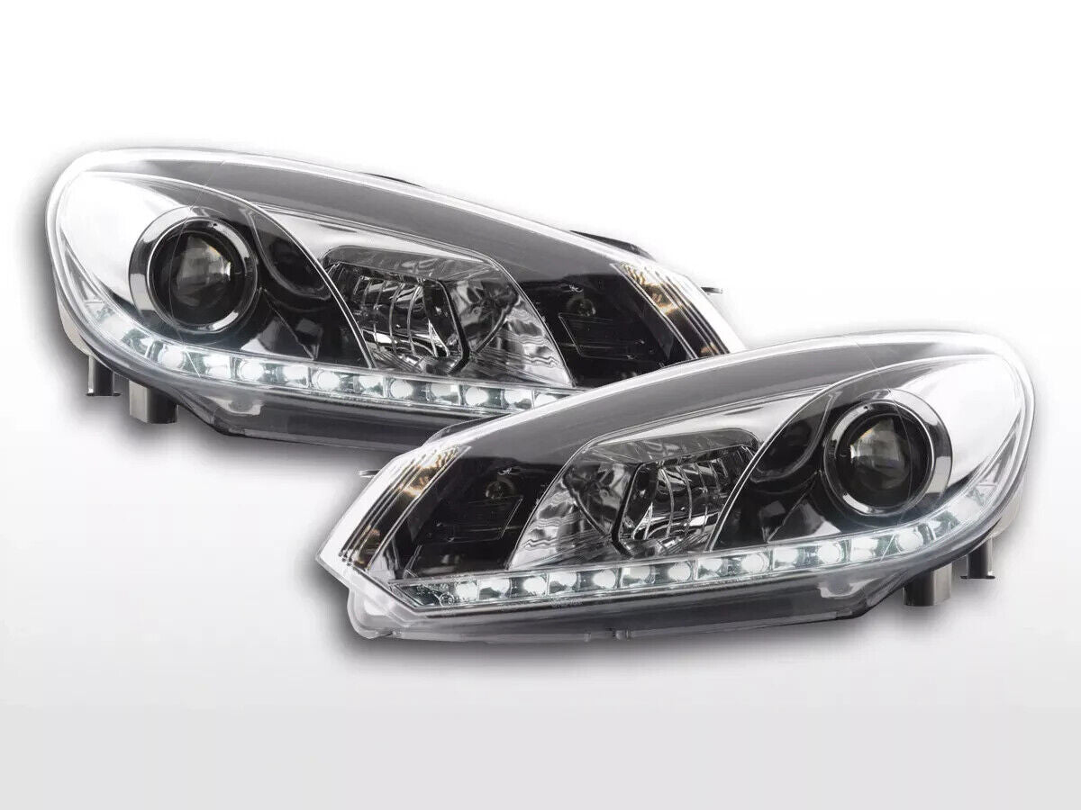 FK Set VW Golf 6 MK6 1K LED Devil Eye Project Headlights DRL R20 08+ Black LHD