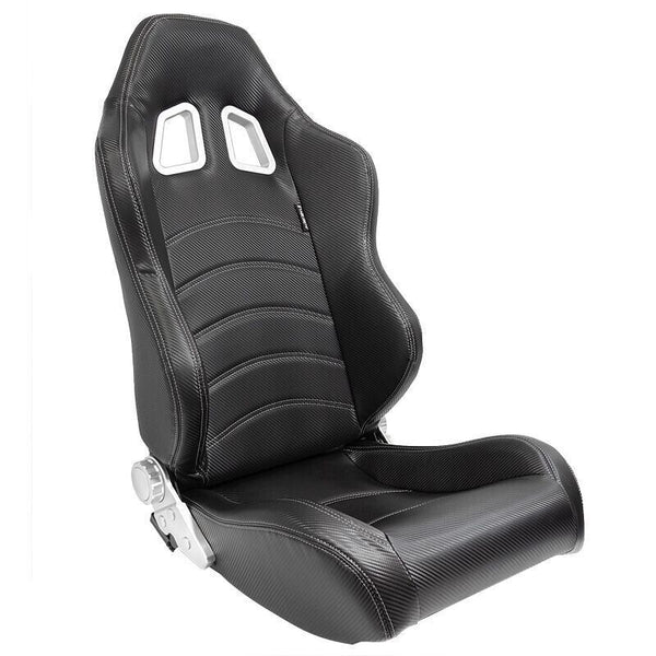 AST x2 Universal Sports Bucket Seats Carbon Fibre Black Fold Recline + slides