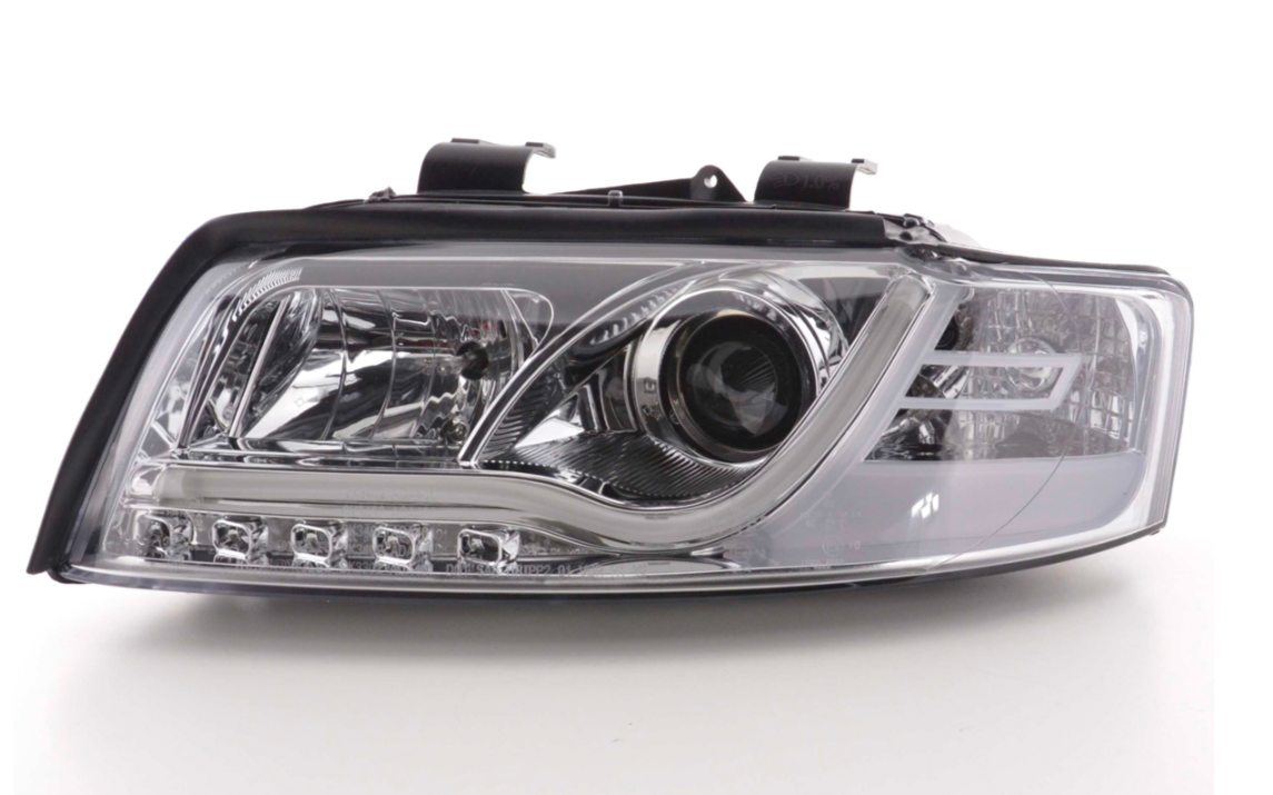 FK Set LED DRL Headlights Halo Lightbar Audi A4 b6 8E 01-04 Chrome LHD S4