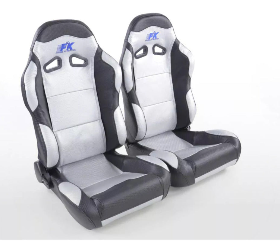 FK Universal Reclining Bucket Sports Seats - Silver Grey Carbon & Black Edition2