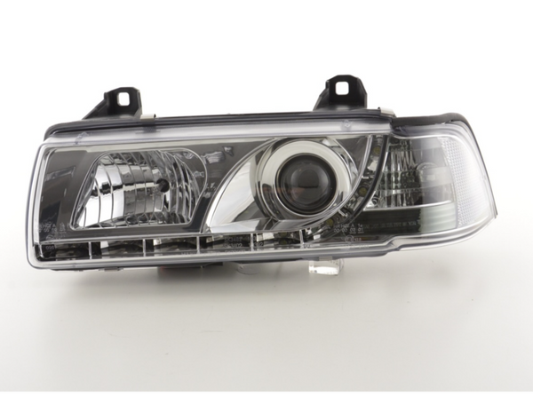 FK LED Headlights Angel Eyes Halo Ring BMW 3-Series E36 Saloon 92-98 chrome LHD