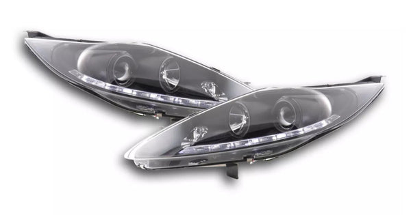 FK Set LED DRL Headlights Lightbar Ford Fiesta 7 MK7 JA8 08-12 Black LHD ST RS